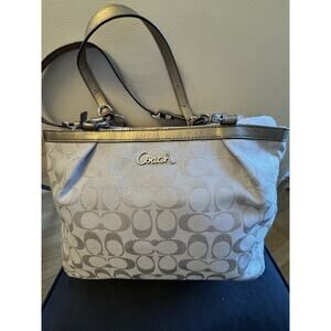 Coach Large Gold Metallic Signature Gallery Bag